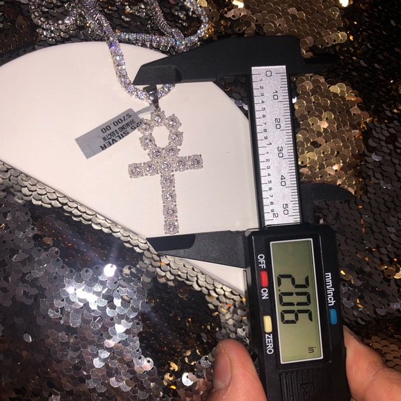 Real diamond cross ankh pendant, symbol of life, not CZ not moissanite Gift Sale - Picture 3 of 8